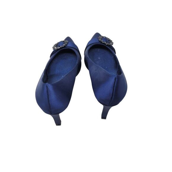 Anne Klein Womens Midnight Blue Satin Pointed-Toe 3" Heels Formal Buckle Sz 9.5 - Picture 9 of 12